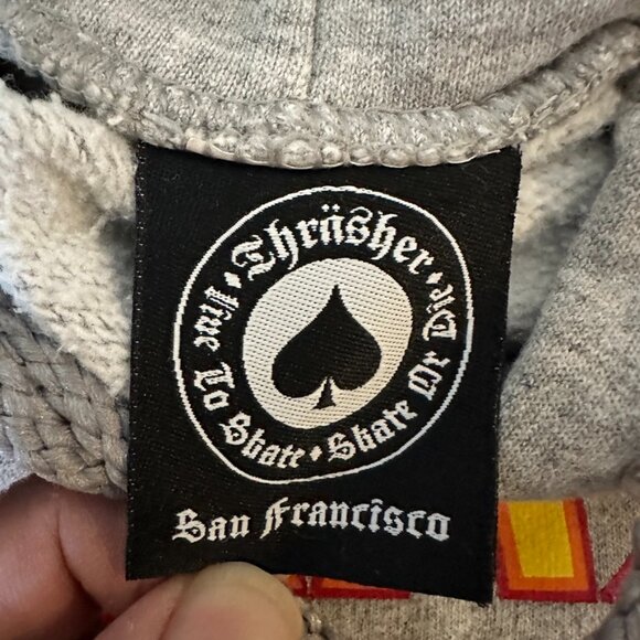 Vintage Thrasher Magazine Skater Hoodie Mens Small Gray Sweatshirt Skateboard - Picture 6 of 6
